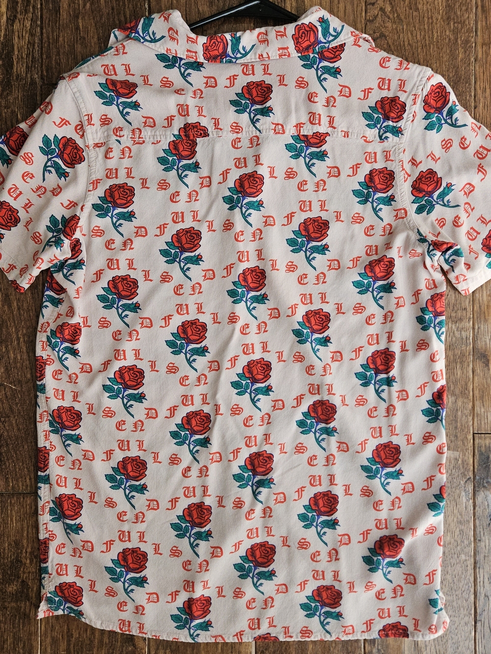 Men's FULL SEND Button-Down Shirt with Red Rose Print - Picture 5 of 6